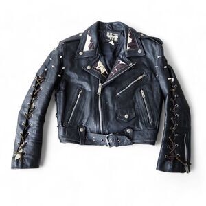 UMR Vintage Y2K Grunge Punk Spiked / Studded Biker Leather Jacket Women's M‎